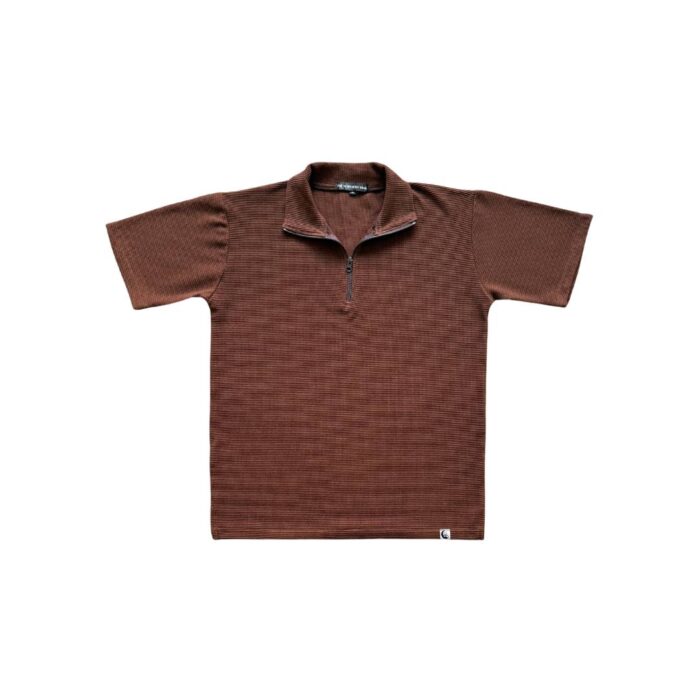 Waffle Quarter Zip | Brown - Image 1