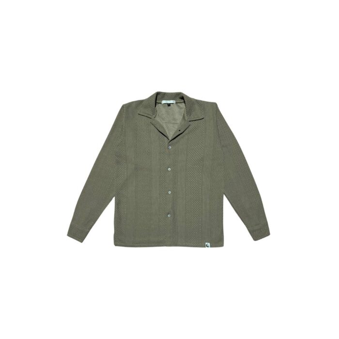 Jacquard Full-Sleeve Shirt | Muted Olive - Image 1