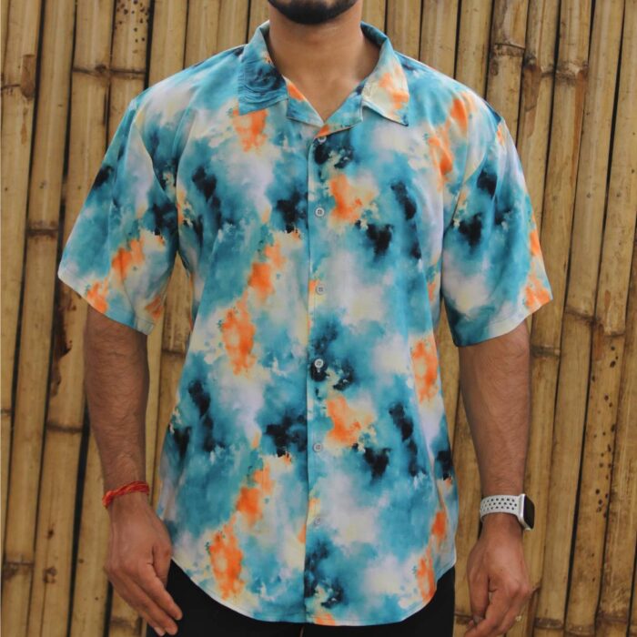 Rayon Shirt | Adire | Aqua - Image 3