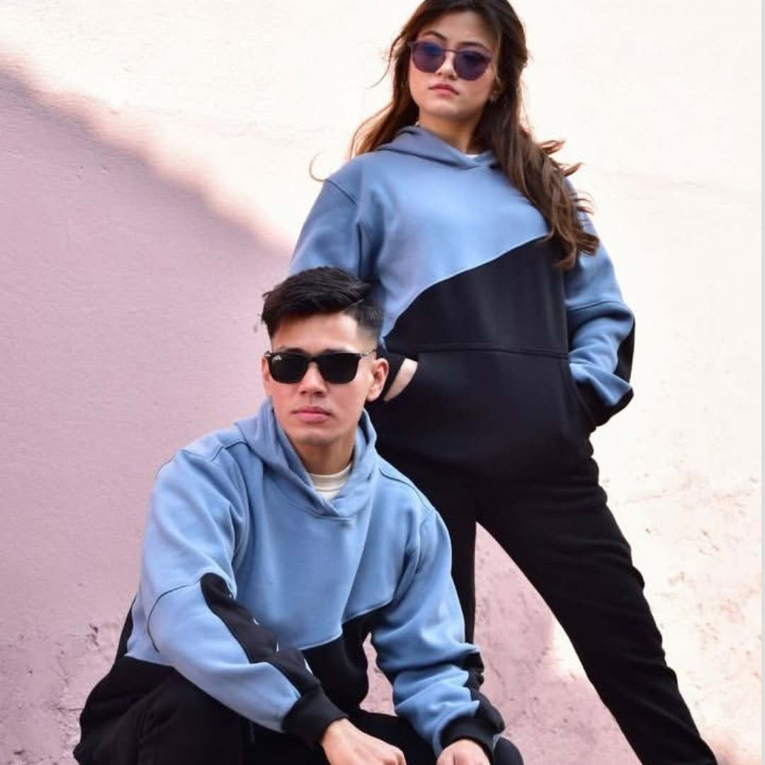 28 Contrast Hoodie | Blue & Black - Image 1